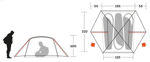 Dimensions de la tente Blow 3 Ferrino